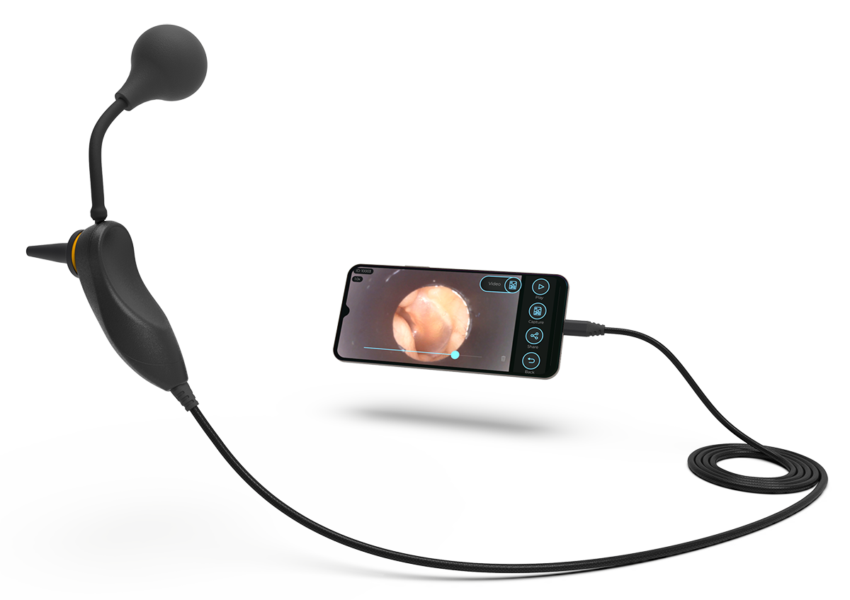 Ear Puffin with phone